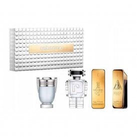 0820 Paco Rabanne Mens 4pc Miniature Gift Set5ml One Million Edt Spr, 5ml One Million Elixir Parfum Intense Spr, 5ml Invictus Edt Spr, 5ml Phantom Edt Spr