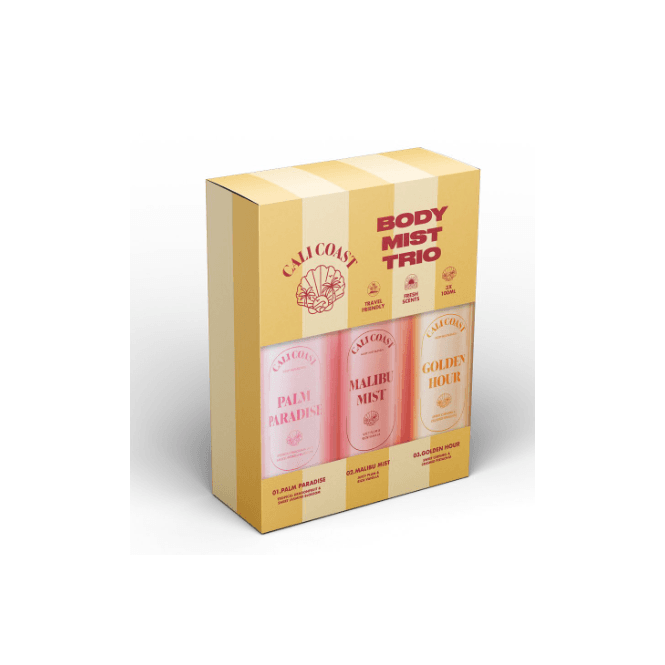 4994 Cali Coast 100ml 3pc Gift Set100ml Malibu Body Mist, 100ml Palm Paradise Body Mist, 100ml Golden Hour Body Mist