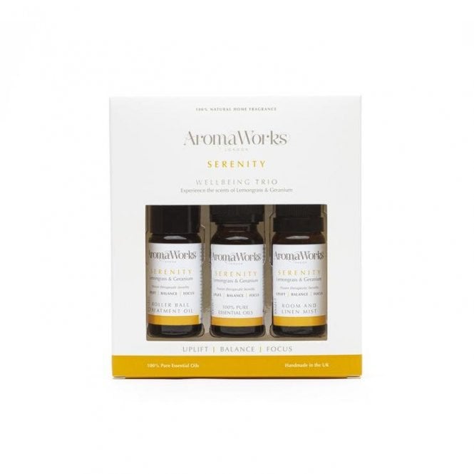 Aromaworks Serenity Wellbeing Lemongrass & Geranium Oils Trio