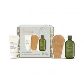 Baylis & Harding Wellness Glow & Restore Gift Set300ml Bottle Bath & Shower Gel, 130ml Body Lotion, Wash Mitt