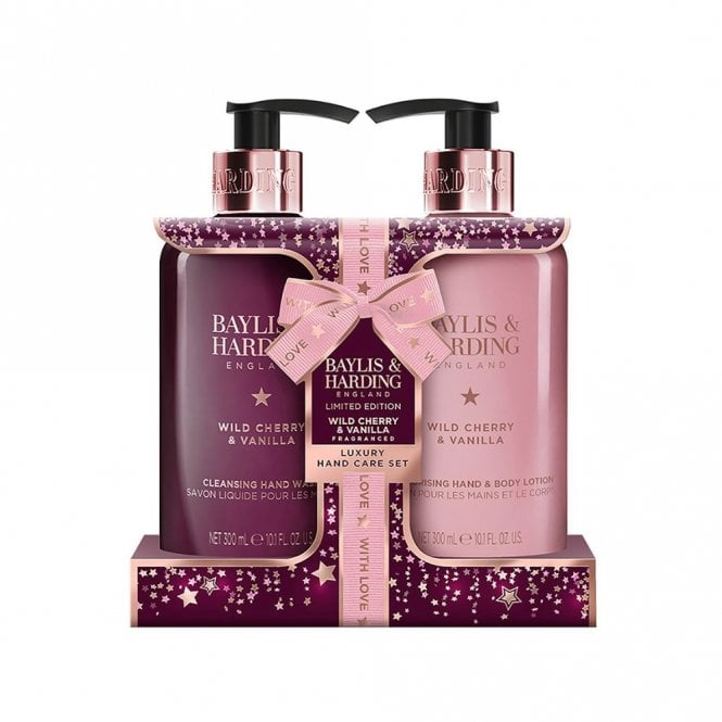Baylis & Harding Wild Cherry & Vanilla Luxury Hand Care Gift Set300ml Bottle Hand Wash, 300ml Bottle Hand & Body Lotion