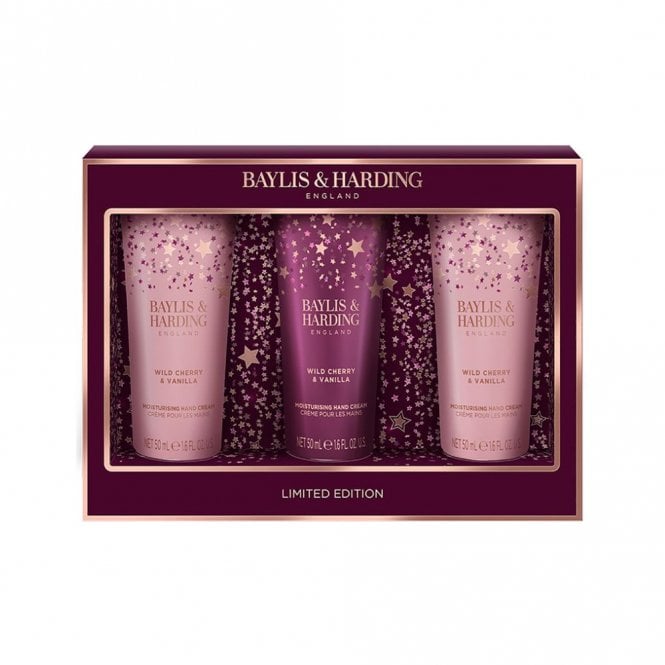 Baylis & Harding Wild Cherry & Vanilla Luxury Hand Treats Gift Set3 x 50ml Tube Hand Creams