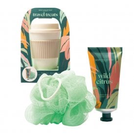 Body Collection Travel Treats Gift SetTravel Mug, 100ml Body Wash, Body Sponge