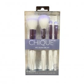 Chique Studio 4pc Glam Girl KitStippler Brush, Blush Brush, Shadow Brush, Smoky Eye Brush
