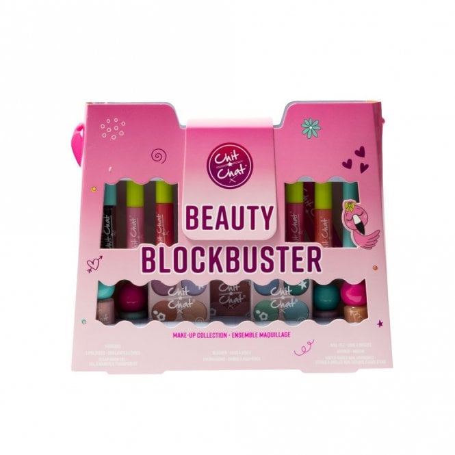 Chit Chat Beauty Blockbuster Gift Set4 x 4ml Water Based Nail Varnishes, 4 x 3.8ml Lip Glosses, 3g Blusher, 2 x Eyeshadow Palettes, 3.8g Mascara, 3.8g Clear Brow Gel, Nail File, Mirror