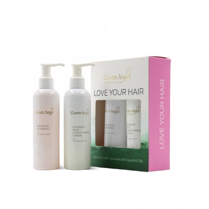 Green Angel Love Your Hair Gift Set2 x 200ml Seaweed Shampoo & Hair Conditioning Serum