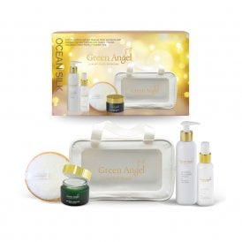 Green Angel Ocean Silk Skincare Gift Set200ml Seaweed Cleansing Lotion, 50ml Seaweed & Collagen Face Cream, 100ml Seaweed Facial Toner, Cleansing Pad, Luxury Bag