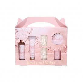 Kind Restful Relaxation Gift Set100ml Body Wash, 100ml Body Scrub, 50ml Body Lotion, 50g Candle, Exfoliating Mitt
