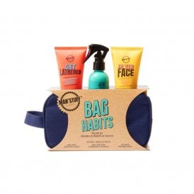 Man'Stuff Bag Habits Gift SetWash Bag, 100ml Face Wash, 100ml Body Spray, 100ml Hair & Body Wash