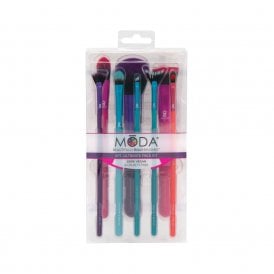 Moda 8pc Ultimate Face KitMulti-Purpose Powder Brush, Precision Contour Brush, Pointed Foundation Brush, Highlighter Brush, Angled Liner Brush, Falsie Fan Brush, Pointed Lip Brush