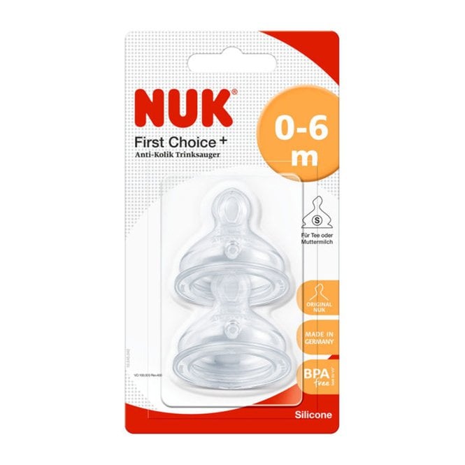 Nuk First Choice Twin Pack Small Feed Hole Silicone Teat 0 Months+