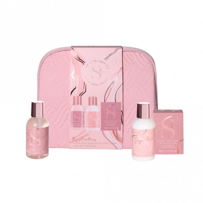 Signature Cosmetic Bag100ml Body Wash, 100ml Body Lotion, 100g Bath Crystals, Cosmetic Bag