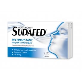 Sudafed Non-Drowsy Decongestant 60mg Tablets 12 pack
