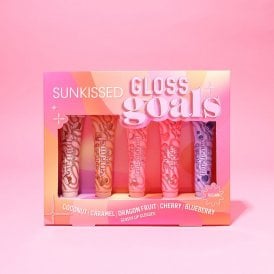 Sunkissed Gloss Goals Gift Set14ml Vanilla Lip Gloss, 14ml Fudge Lip Gloss, 14ml Watermelon Lip Gloss, 14ml Cherry Lip Gloss, 14ml Blueberry Lip Gloss