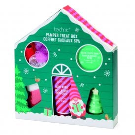 Technic Bath Treat House35g Christmas Stocking Bath Fizzer, 35g Christmas Tree Bath Fizzer, 30g Bubble Bath Snow, 75ml Body Wash, Body Sponge