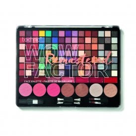 Technic Wow Factor105 x 0.5g Eyeshadows, 7 x 0.8g Lip Glosses, 3 x 2g Blushers, 2 x 2g Bronzing Powders, 2g Face Powder, 2g Highlighting Powder, 2 x Double Ended Applicators, 2 x Lip Brushes, Powder Brush