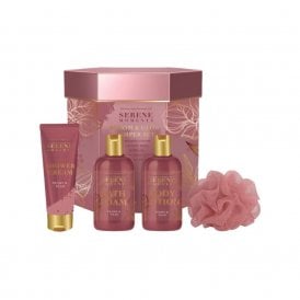 The Indulgent Bathing Co. Serene Moments Bloom & Glow Pamper Gift Set100ml Peony & Pear Shower Cream, 100ml Peony & Pear Luxury Bath Foam, 100ml Peony & Pear Body Lotion, Luxury Shower Puff2026