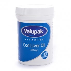 Valupak Cod Liver Oil 400Mg 400Iu Capsules 30's