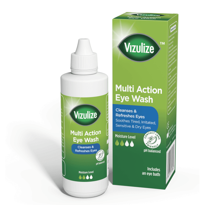 Vizulize Multi Action Eye Wash Solution + Eye Bath Travel Pack