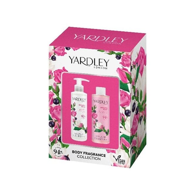 Yardley English Rose 2pc Body Gift Set250ml Body Wash, 250ml Body Lotion